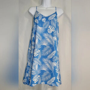 Pink Lily Womens Trapeze Dress Size S‎ Blue White Tropical Resort Coconut Girl